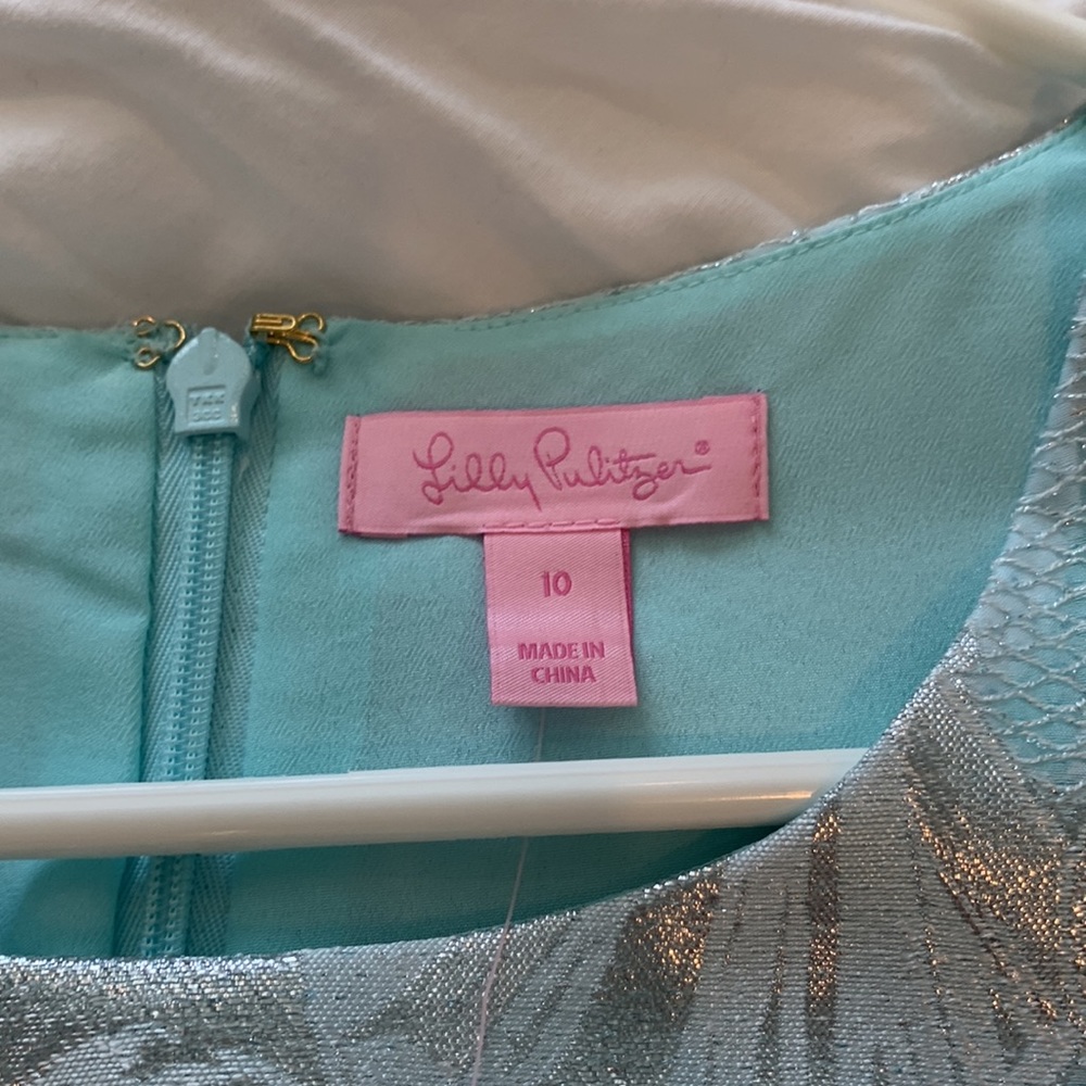 Lilly Pulitzer Aqua and Silver Mini Dress - Picture 6 of 12